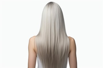 Obraz premium BACK VIEW WOMAN, Long straight hair, isolated on white background, Generative ai