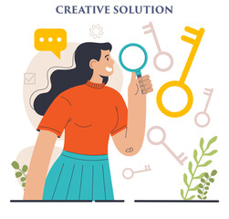 Finding a solution. Generation of a creative idea in a brainstorm.