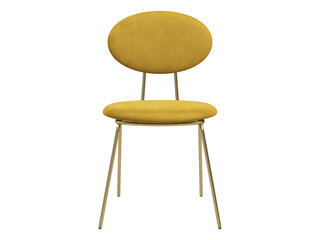 Modern yellow velvet upholstery dining chair. 3d render.