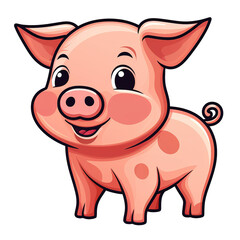 Obraz na płótnie Canvas Cute smiley little pig cartoon style illustration isolated on transparent background. Digital illustration generative AI.