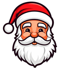 Cute Santa Claus avatar logo icon cartoon character illustration on transparent background. Digital illustration generative AI.