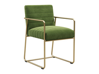 Modern green velvet upholstery tufted dining chair. 3d render.