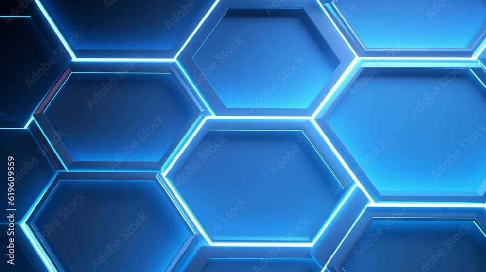 Poster a vibrant hexagonal background with colorful lights