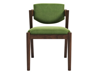 Modern green velvet upholstery dining chair. 3d render.