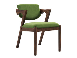 Modern green velvet upholstery dining chair. 3d render.