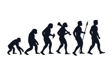 Evolution from primate to modern man. Vector creative illustration