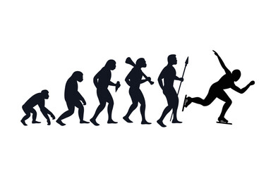 Fototapeta na wymiar Evolution from primate to scating man. Vector sportive creative illustration