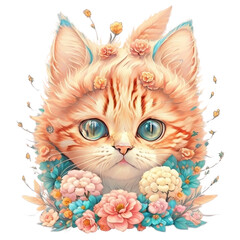 orange cat with flower 12 collection 
