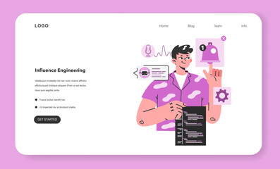Digital marketing web banner or landing page. Influence engineering.
