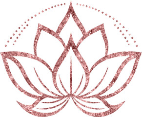 Rose Gold Lotus Flower Line Drawing Silhouette