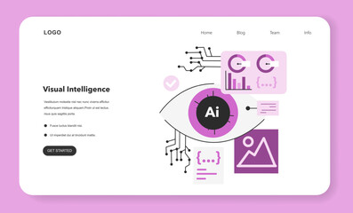 Visual intelligence web banner or landing page. Ai, self-learning