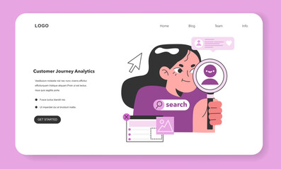 Customer journey analysis web banner or landing page. Customer insight