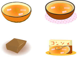 コンソメスープとコンソメイラストセット