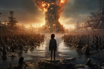 child watching the apocalypse
