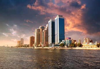 Cairo View with Nile River and Skyscrapers in Egypt. - obrazy, fototapety, plakaty