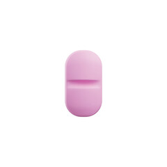 Pink realistic medical pill with cutting strip 3D style, vector illustration