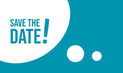 Save the date speech bubble banner. Can be used for business, marketing and advertising. Isolated on blue background