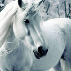 A Dance of Elegance: Portrait of a White Horse