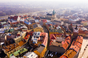 Panoramic view from the drone on the city Lublin. Poland © JackF