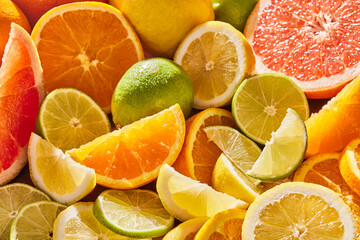 Close-up of assorted sliced citrus fruit