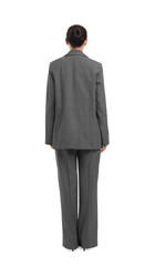 Obraz na płótnie Canvas Businesswoman in suit on white background, back view