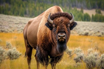 muzzle of a bison close-up. Generative AI