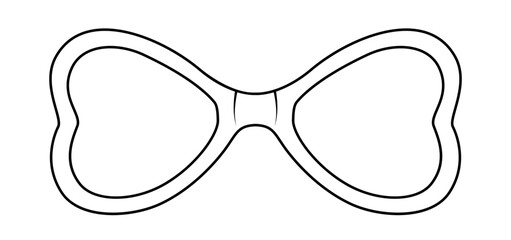 Butterfly frame glasses fashion accessory illustration. Sunglass front view for Men, women, unisex silhouette style, flat rim spectacles eyeglasses with lens sketch style outline isolated on white