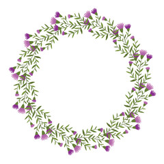 Cute hand drawn round frame with floral elements