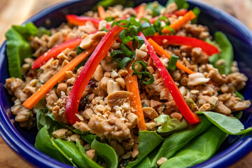 Close up of fresh salad in bowl