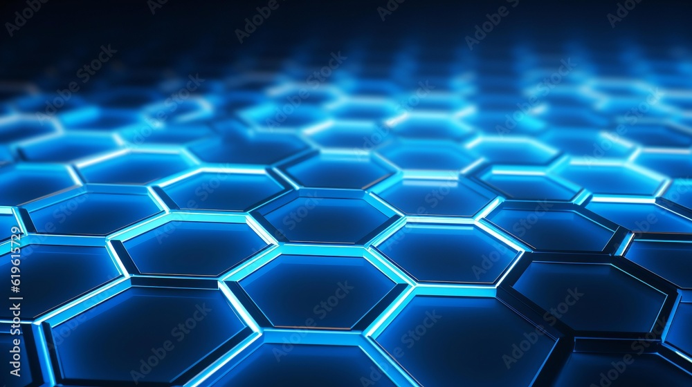 Fototapete a close up view of a blue hexagonal pattern