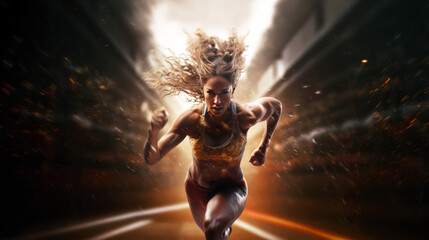 Fototapeta na wymiar fitness woman wearing sporty and running fast