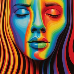 poster of an abstract close, grim dark cryptidwave ergonomic femme with anatomical carved, minimalist, rainbow pulse, scenic background