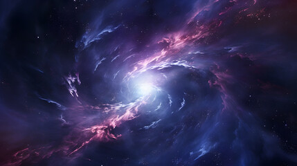 Cosmic voyage, celestial dance of space scene with swirling galaxy, nebula, and distant planet,...