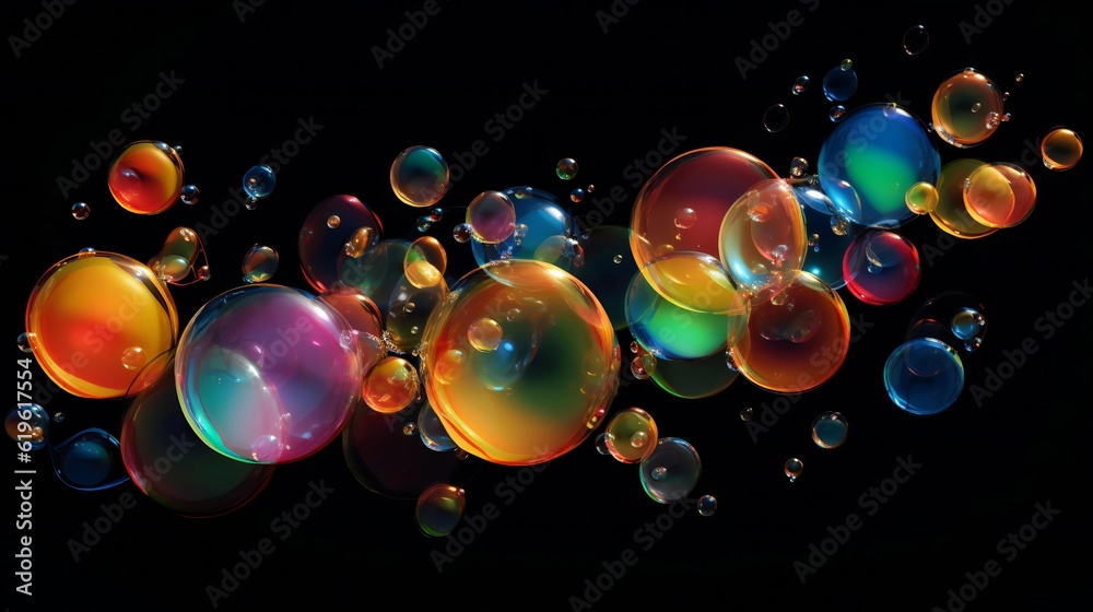 Poster soap bubbles floating in the air
