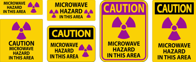 Obraz premium Caution Sign Microwave Hazard Area