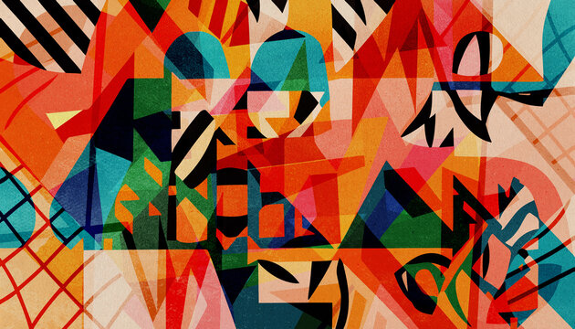 Abstract Compostion Paper-Cutting Art Style