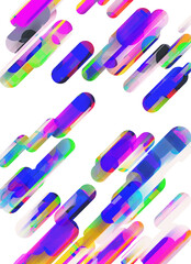 Group of transparent, colorful abstract, gradient pills move diagonal upwards, symbolizing pharma and medication