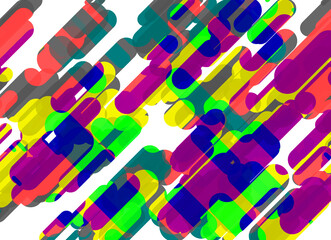 Overlapping pill shaped in multi-colors and different sizes
