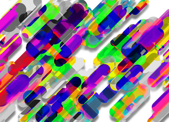 Colorful gradient pill shapes overlapping and moving diagonally upwards