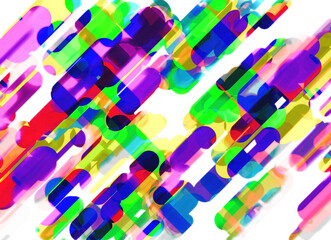 transparent neon pill shapes fly diagonally in large groups, overlapping, speedy
