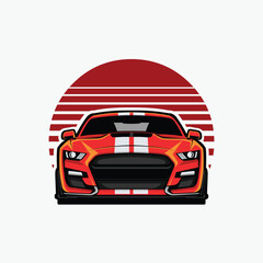 American Muscle Sport Car Vector Art Illustration. Best for Automotive Tshirt Design and Club Logo © bonky