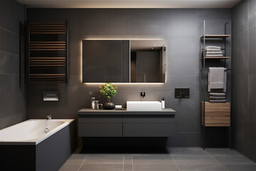 Obraz na płótnie Canvas Bright elegant bathroom interior in a luxury house. AI generated content