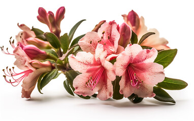 A closeup of Azalea lower isolated on a white background. Selective focus.