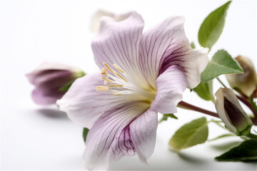 Platycodon grandiflorus (balloon flower) isolated on white background. It is native to East Asia. Selective focus.