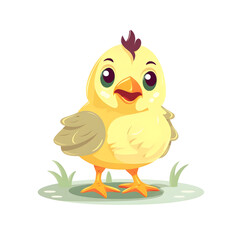 Whimsical illustration of a chick in playful colors