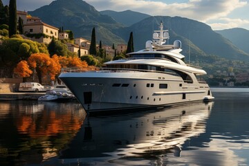 Fototapeta na wymiar luxury yacht. Travel cruise concept. AI generated, human enhancement