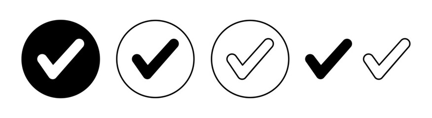 Check mark icon set for web and mobile app. Tick mark sign and symbol