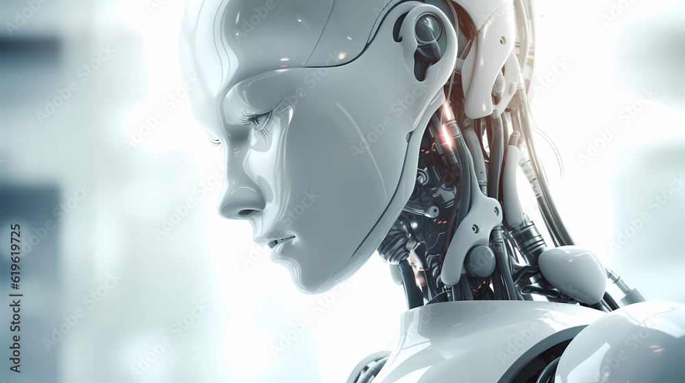 Wall mural hi-tech robot portrait - ai-generated image