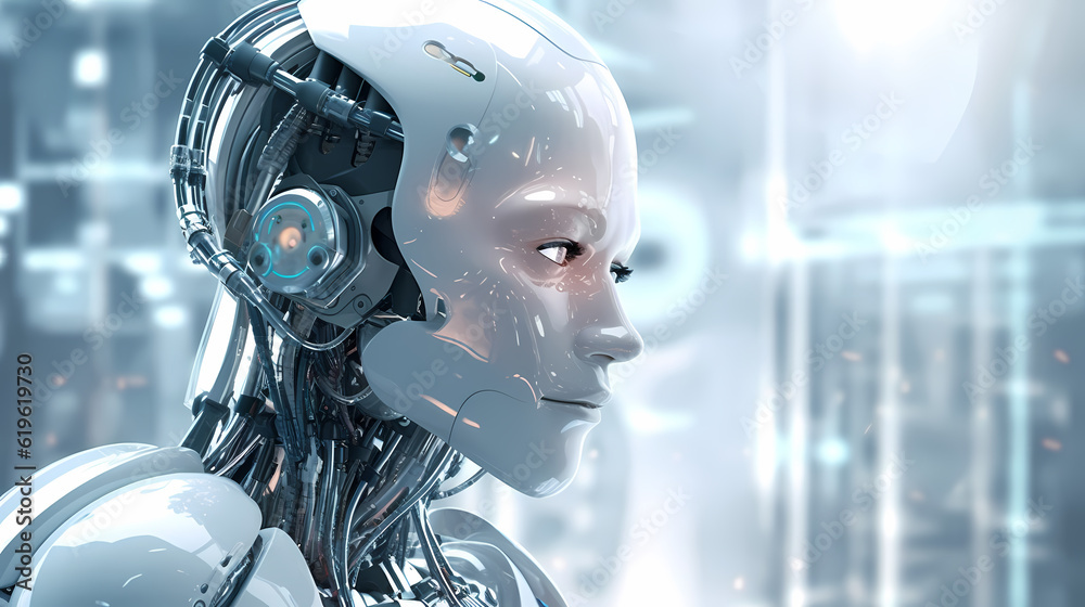 Wall mural hi-tech robot portrait - ai-generated image