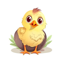 Bright and whimsical clipart of a cute baby chick in a colorful style